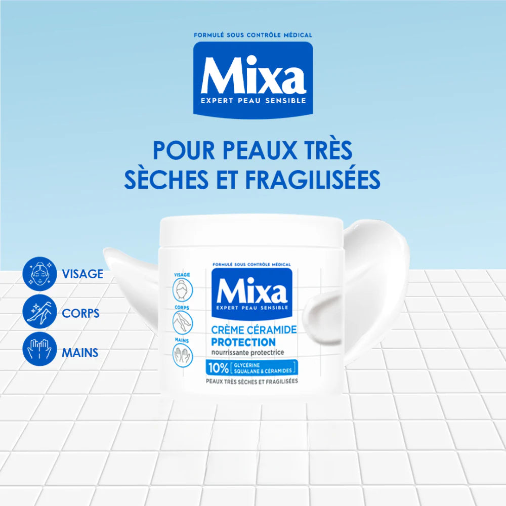 Mixa – Crème Céramide Protection – Visage, Corps, Mains