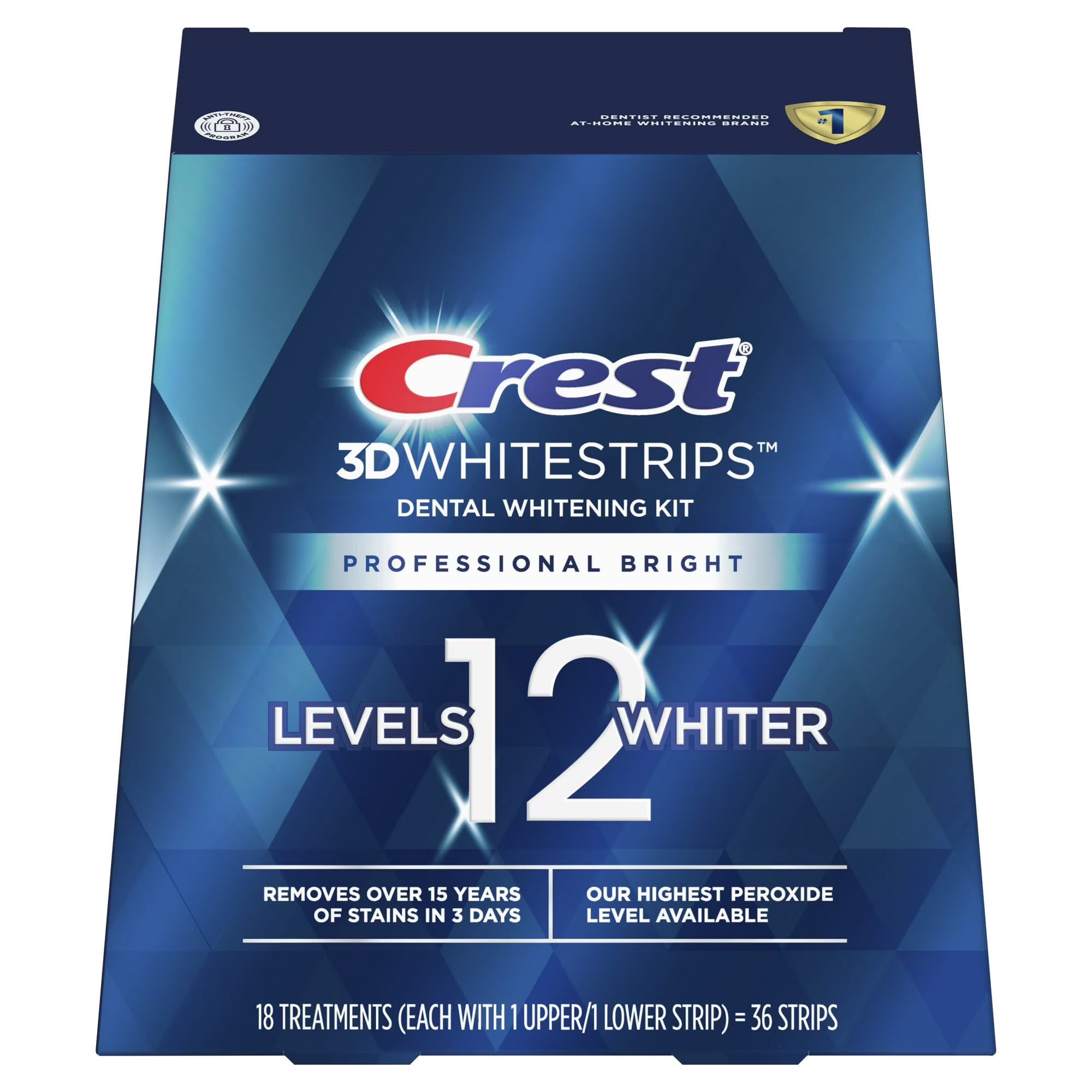 CREST 3D WHITE STRIPS LEVELS 12 WHITER – Professional Express White (18 pièces)