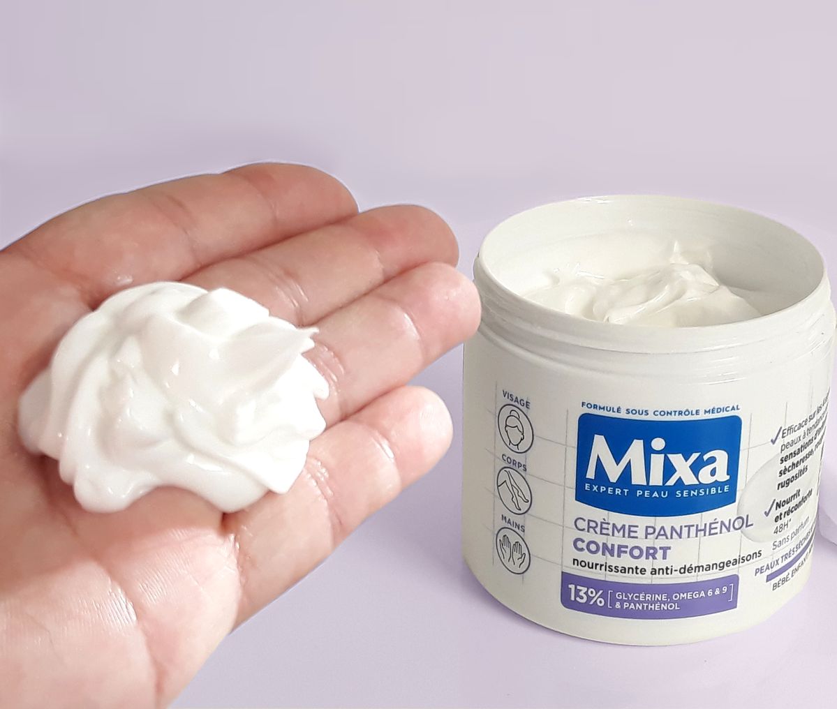 Mixa – La Crème Panthénol Confort – Visage, Corps, Mains