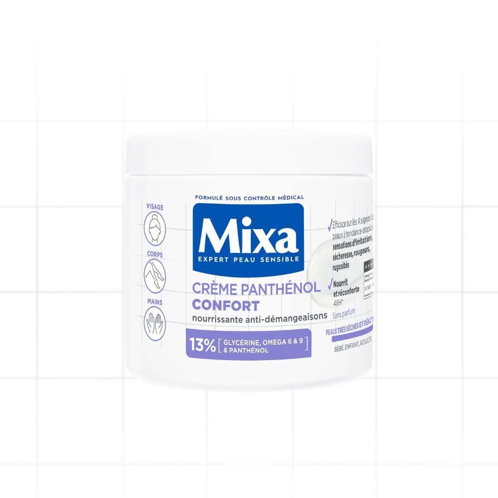 Mixa – La Crème Panthénol Confort – Visage, Corps, Mains