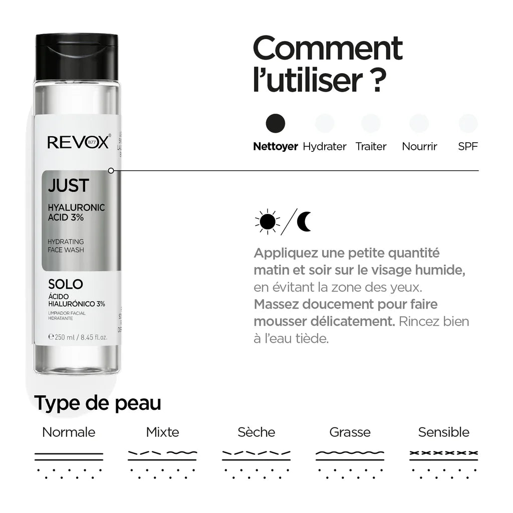 REVOX B77 JUST Acide Hyaluronique 3% Nettoyant